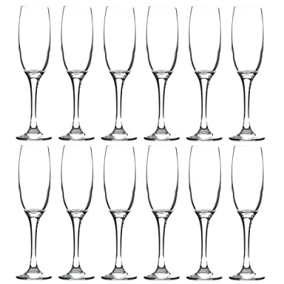 Image of LAV 12x Clear 220ml Venue Glass Champagne Flutes Reusable Prosecco Wine Wedding Party Drinking Glasses Gift Set