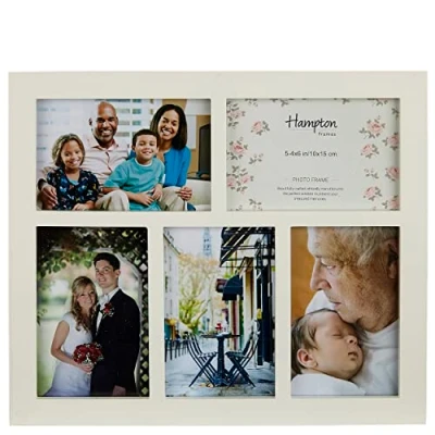 Image of Hampton Frames GALLERY 5 Aperture 4x6 (10x15cm) White Multi Picture Photo Frame Acrylic (Non Glass) Front GAL46 5APWHP