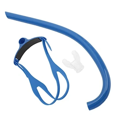 Image of Alomejor Swimming Snorkel Front Mounted Swim Training Breath Gear Snorkeling Tube with Silicone Mouthpiece(blue)