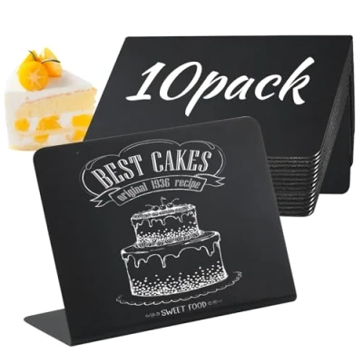 Image of Mini Chalkboard Signs, Small Blackboard Signs with Stand Reserved Menu Board Tables Food Labels for Shop Buffet Bakery Cafe Wedding Birthday Party (10 Pack)