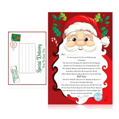 Image of Santa Letter Christmas Cards Personalised Official Nice List Certificate Xmas from Claus Father Merry Eve Good for Kids Girls Boys Accessories (1Pc)