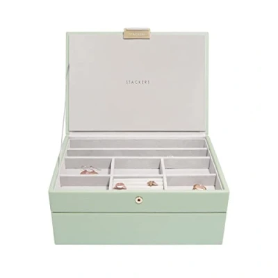 Image of Stackers Sage Green Classic Jewellery Box, Set of 2