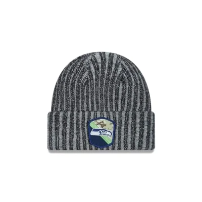 Image of New Era Seattle Seahawks NFL Salute to Service 2023 Black Cuff Knit Beanie