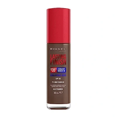 Image of Rimmel Lasting Finish 35Hr Foundation 610 Tiramisu, Full Coverage, Hydrating, SPF20, Hyaluronic Acid, Vitamin E, 2% Niacinamide, All Day Wear, Vegan, Cruelty Free