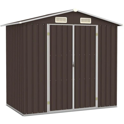 Image of vidaXL Garden Shed Brown 205x129x183 cm Galvanised Steel