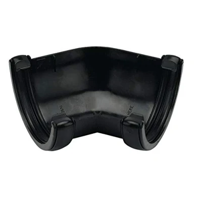 Image of FLOPLAST 112mm Round Gutter Pipe 135 Degree Angle Black