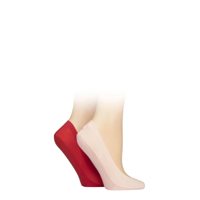 Image of 2 Pair Pink / Red Smooth Nylon Shoe Liners Ladies 4 8 Elle