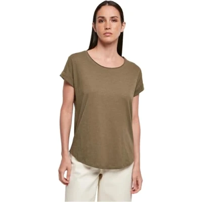 Image of Build Your Brand Women&#039;s Ladies Long Slub Tee T Shirt, Olive, XXL