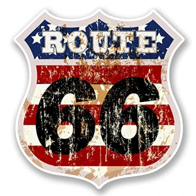 Image of 2 x 10cm Route 66 Vinyl Sticker Laptop Car Bike Travel Luggage USA America #6031 (10cm 10cm)