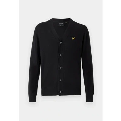 Image of Lyle &amp; Scott Mens Cotton Merino V Neck Cardigan (L) (Jet Black)