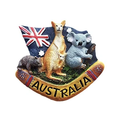 Image of Australia Wild Animals 3D Refrigerator Magnet Souvenirs Handmade Resin Magnetic Stickers Home Kitchen Decoration,Australia Fridge Collection Gift