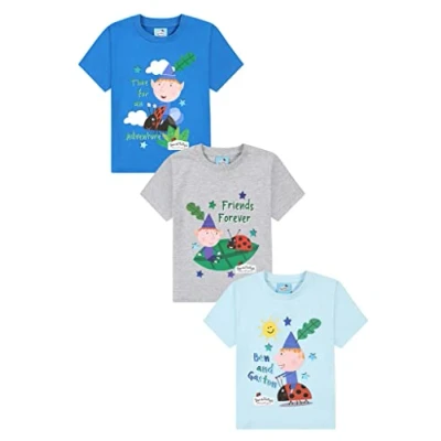 Image of Ben and Holly&#039;s Little Kingdom 3 Pack Kids T Shirts Boys Girls Multipack (3 4 Years) Blue