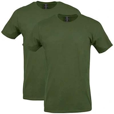 Image of Gildan Unisex&#039;s Softstyle Cotton T Shirt, Style G64000, Multipack, Military Green (2 Pack), Large (Pack of 2)
