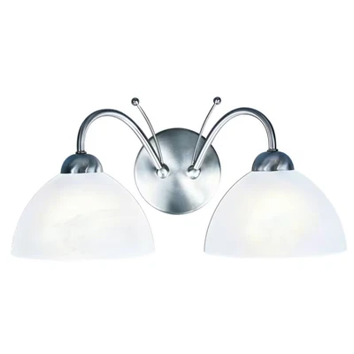 Image of Searchlight Lighting Milanese 2 Light Indoor Glass Wall Satin Silver, E14