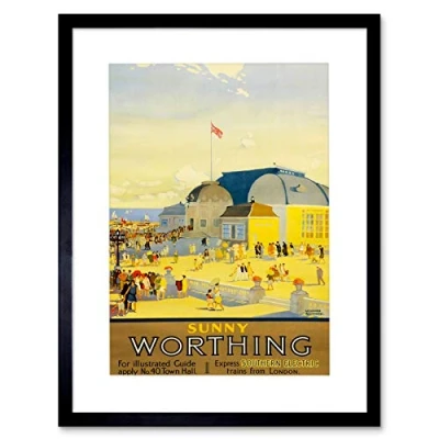 Image of Wee Blue Coo Worthing Sussex England Pavilion Theatre Sea Sun Picture Framed Wall Art Print