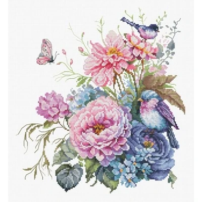 Image of Luca S Cross Stitch Kit The Birds Summer, B2422, Counted for Adults, Needlecraft and Embroidery