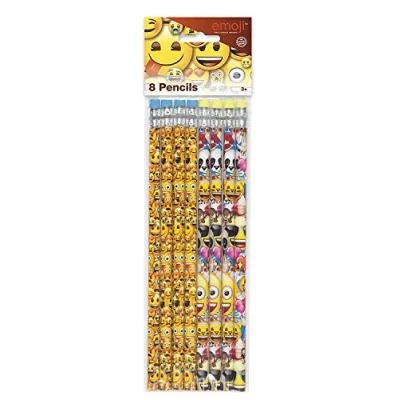 Image of Unique Party 50621 Emoji Pencils Bag Fillers, Pack of 8