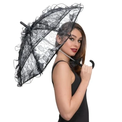 Image of Wicked Costumes Gothic Lace Parasol/Umbrella Halloween Fancy Dress Accessory