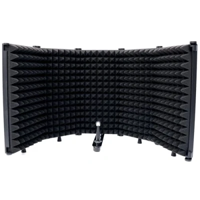 Image of Tlingt Support Microphone Isolation Shield, Acoustic Studio Recording Panel Both for Stand Mount or Table Top, Black, 5