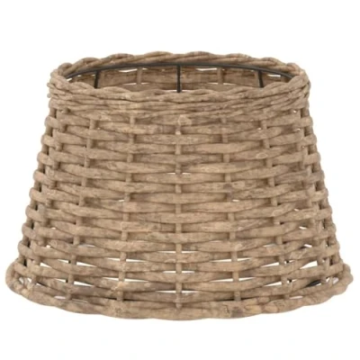 Image of vidaXL Natural Wicker Lamp Shade Brown, Handcrafted, with Painted Iron Holder, Ideal for Multiple Spaces: Ø38x23 cm