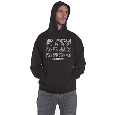 Image of The Sex Pistols Hoodie Pretty Vacant Band Logo Official Mens Black Pullover M