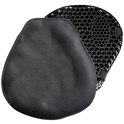 Image of Caffney Motorcycle Seat Cushion Shock Absorption 3D Honeycomb Mesh Motorbike Pad Breathable Waterproof Quick drying Saddle Gel with Cover for Scooter E Bike