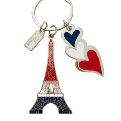 Image of KIUB Paris Eiffel Tower Keychain Metal Hearts Blue, Unisex Adults