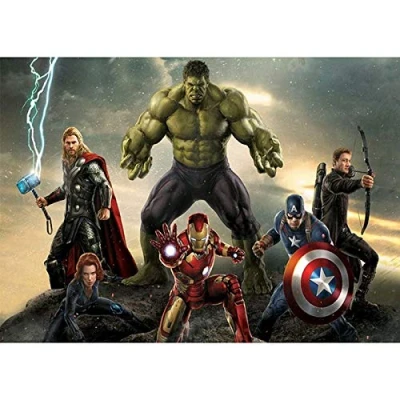 Image of DIY 5D Diamond Painting by Number Kit,The Avengers Crystal Rhinestone Embroidery Cross Stitch Arts Craft Canvas Wall Decor 16X12 Inch (Full Drill)