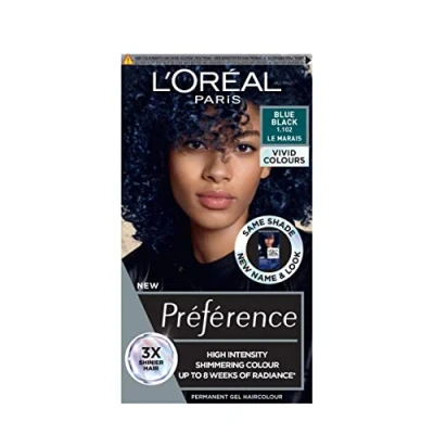 Image of L&#039;Oréal Paris Permanent Hair Colour, Long Lasting Shine and Intense For up to 8 Weeks, Preference Vivids (Colorista), Blue Black 1.102, x1 pack