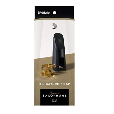 Image of Rico Gold Plated H Ligature and Cap for Soprano Sax
