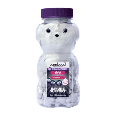 Image of Sambucol Natural Black Elderberry Chewable Teddies Vitamin C 60 count
