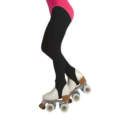 Image of CALZITALY Professional Roller and Ice Skating Tights Girls Stirrup Pantyhose 6 Years, 8 10 12 Years Skin, Black 70 DEN Made in Italy (10 Black)