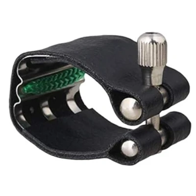 Image of Jiayouy Artificial Leather Tenor Saxophone Mouthpiece Sax Ligature Fastener Compact Durable Black