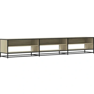 Image of vidaXL TV Cabinet Stand Sonoma Oak Engineered Wood &amp; Metal Frame 270x40x46cm with Ample Storage Living Room/Bedroom Media Unit