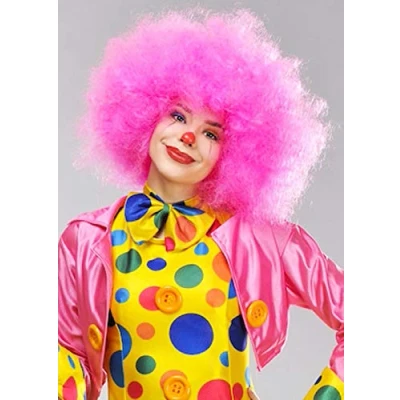 Image of Magic Box Womens Circus Clown Large Pink Afro Wig