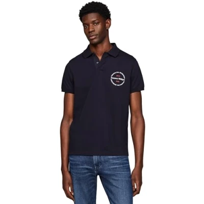Image of Tommy Hilfiger Men&#039;s Roundle Reg Polo Mw0mw34740 S/S Polos, Blue (Desert Sky), L