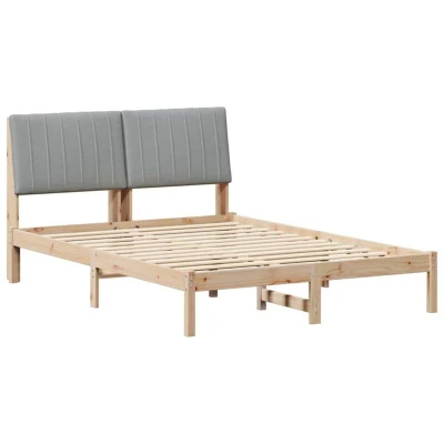 Image of vidaXL Bed Frame Light Grey 140 x 200 cm Solid Pine Wood