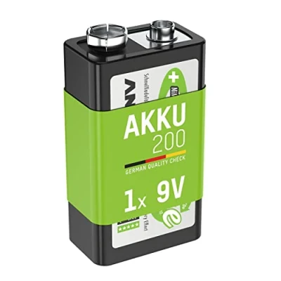 Image of ANSMANN 9V Block Battery [Pack of 1] Long Lasting Low Self Discharge Rechargeable Square E 200mAh NiMH MaxE Pro Batteries for Microphones, Multimeters, Clock Radios, Walkie Talkies, Toys