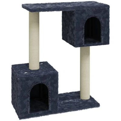 Image of vidaXL Sisal Scratching Posts Cat Tree in Dark Grey Multi level Play Centre with Cozy Houses, Plush Platforms and Durable Materials.