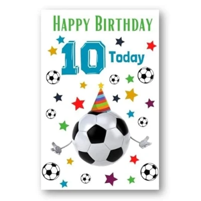 Image of Second Ave 10th Birthday Age 10 Football Children&#039;s Kids Happy Card Greetings