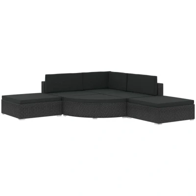 Image of vidaXL 6 Piece Garden Lounge Set with Cushions Poly Rattan Black