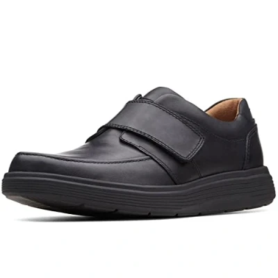 Image of Clarks Men&#039;s Un Abode Strap Loafers, Black Leather, 13 UK