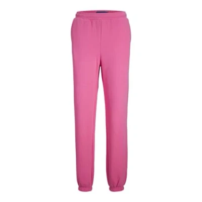 Image of JJXX Women&#039;s Jxabbie Hw Rel Every Brush Pants Noos Joggers, Carmine Rose/Print: Magenta Logo, L