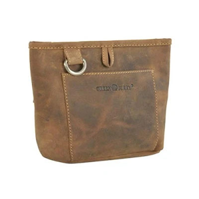 Image of Greenburry Dog Treat Bag Food Leather Reward for Dogs and Horses Vintage Antique Brown with Belt Loop Attachment Clip DB3