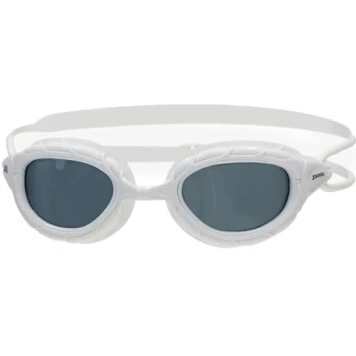 Image of Zoggs Predator Adult Swimming goggles, UV protection Swim Pulley Adjust Comfort Goggles Straps, Fog Free Goggle Lenses, Adults Ultra Fit, Smoke Tinted, White, Regular