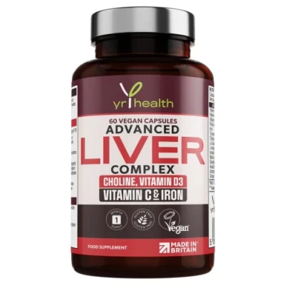 Image of Vegan Liver Support Supplement Tablets with Vitamin C, Acai, Ginger Root, Turmeric 30 Day Detox Capsules, Cleanse &amp; Men Women Made in The UK by YrHealth