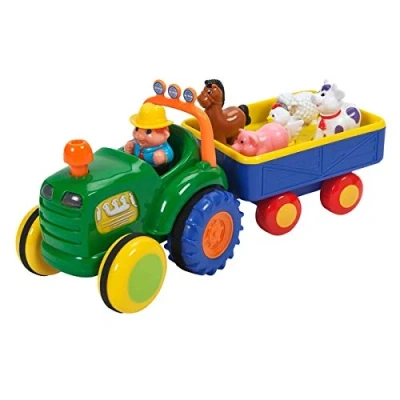 Image of Big Steps Play Old MacDonald Tractor &amp; Trailer With lights, sounds and horn Includes farmer, sheep, cow, chicken, pig horse.