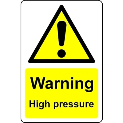 Image of Warning high Pressure Safety Sign Self Adhesive Sticker (200mm x 150mm)