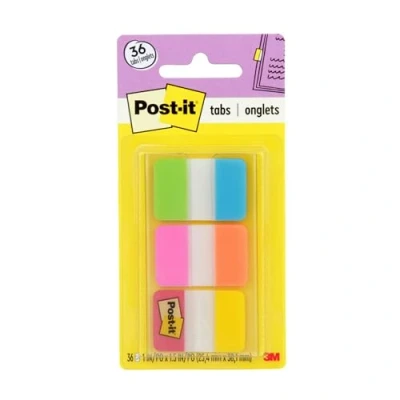 Image of Post it Tabs, 1 in Solid, Aqua, Yellow, Pink, Red, Green, Orange, 6/Color, 36/Dispenser (686 ALOPRYT)