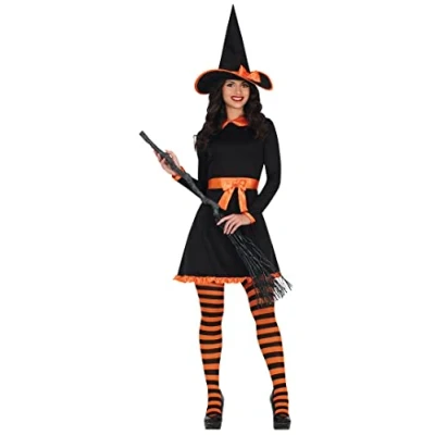 Image of FIESTAS GUIRCA Cute Orange Witch Halloween Costume Adult Women Adults Fancy Dress Costumes Size M 10 12